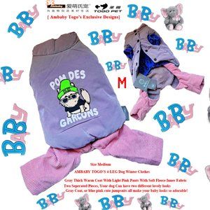 Ambaby 2 Seperate 4 Leg M Dog Jumpsuit Puppy Jacekt Sweater Dog Coat Pet Clothes